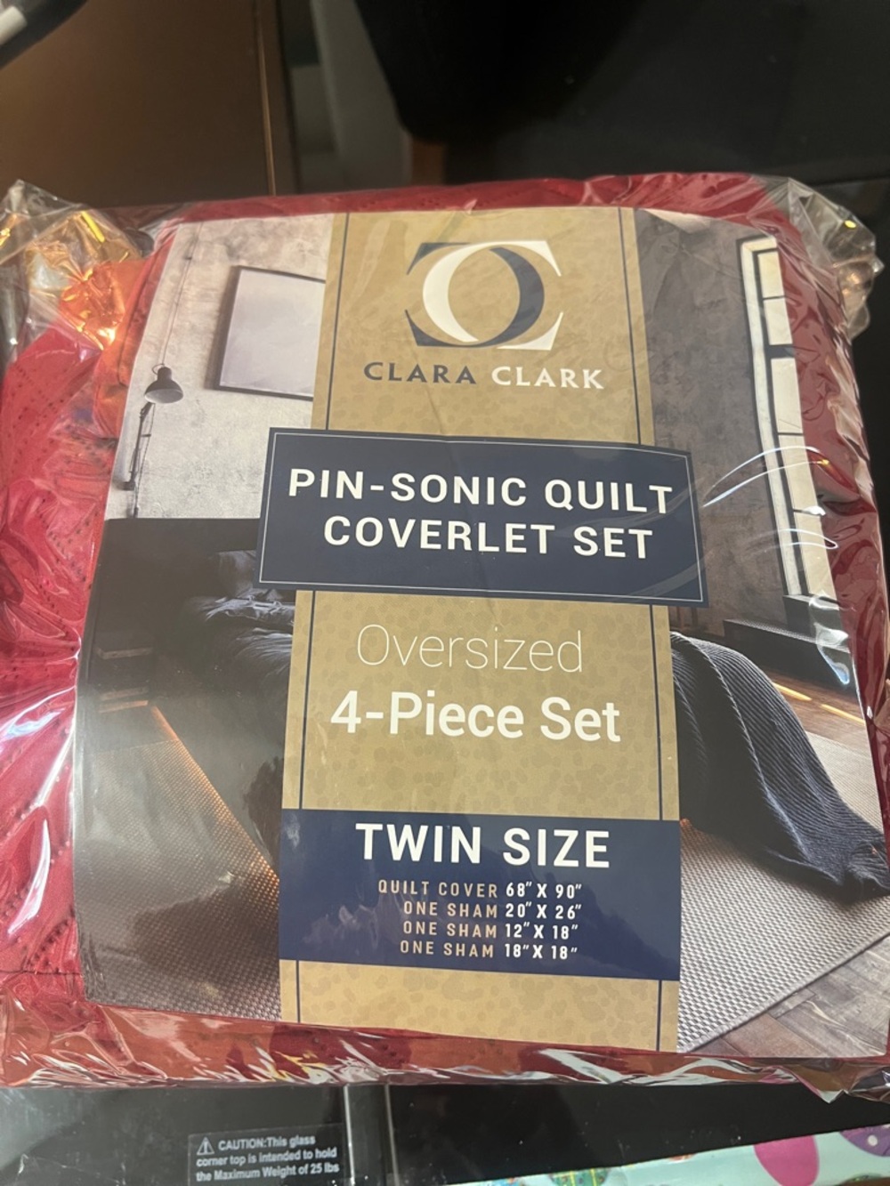 Clara Clark Red Pin-Sonic Quilt Coverlet Set